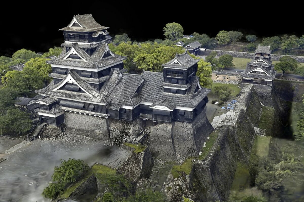 L'effondrement du mur du château de Kumamoto après le séisme de 2016 fait l'objet d'une analyse 3D
