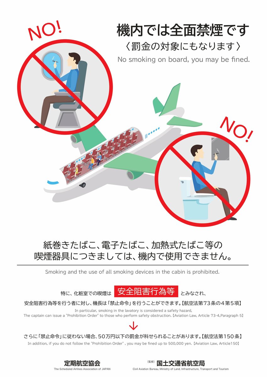 Las aerolíneas con sede en Japón reportan un récord de 429 casos de tabaquismo a bordo de vuelos en 2025.